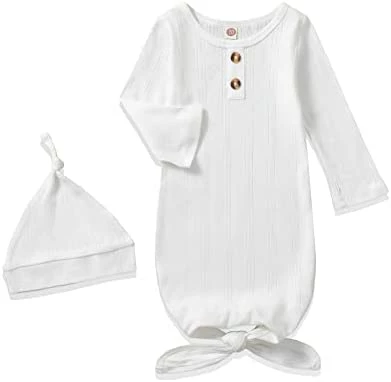 New ❤️ Baby Gown Newborn Cotton Nightgown Long Sleeve Stripe Baby Sleeping Bags Baby Boy Girl Coming Home Outfits Set Hollow Grey ❤️ 12 New ❤️ Baby Gown Newborn Cotton Nightgown Long Sleeve Stripe Baby Sleeping Bags Baby Boy Girl Coming Home Outfits Set Hollow Grey ❤️ - Image 12