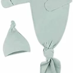 Coupon 🎉 Baby Knotted Gown, Super Soft Newborn Infant Long Sleeve Sleeper For Baby Girl And Boy Sleepwear With Hat Set Grey 👏 -Sleepwear & Robes Sales 21KWTvUkv3S. AC