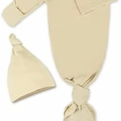 Coupon 🎉 Baby Knotted Gown, Super Soft Newborn Infant Long Sleeve Sleeper For Baby Girl And Boy Sleepwear With Hat Set Grey 👏 -Sleepwear & Robes Sales 21un88Fn8LS. AC