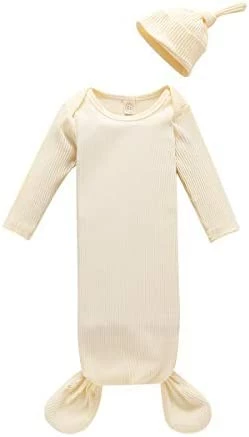 Brand new 🥰 FIOMVA Newborn Baby Girl Boy Nightgowns Organic Cotton Gowns Knotted Sleeping Bag With Hat Coming Home Outfit For Unisex Baby H-ribbed White 🧨 15 Brand new 🥰 FIOMVA Newborn Baby Girl Boy Nightgowns Organic Cotton Gowns Knotted Sleeping Bag With Hat Coming Home Outfit For Unisex Baby H-ribbed White 🧨 - Image 15