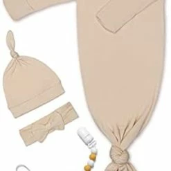 Top 10 ⌛ Knotted Gown With Hat And Headband &Clip Dark Grey Green+green Clip 🎁 -Sleepwear & Robes Sales 313MLM3kySL. AC