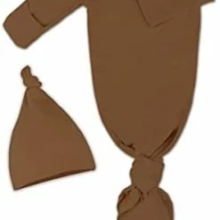 Coupon 🎉 Baby Knotted Gown, Super Soft Newborn Infant Long Sleeve Sleeper For Baby Girl And Boy Sleepwear With Hat Set Grey 👏 -Sleepwear & Robes Sales 314aTT4P30S. AC