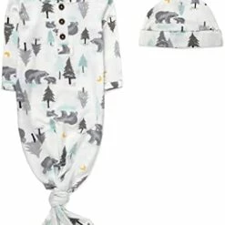 Top 10 ⭐ Baby Girl, Boy Knotted Infant Sleeper Gown With Headband Or Hat, Baby Coming Home Outfit For Boy Girl Fall Winter 0-6 Months Buffalo Plaid 👍 -Sleepwear & Robes Sales 317 FGyPAZL. AC