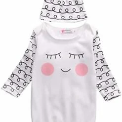 Best deal 🎁 Newborn Infant Baby Girl Boy Floral Print Cotton Sleeper Gown With Headband Outfits X-a Beige 🎉 -Sleepwear & Robes Sales 31BnHHJ5pnL. AC