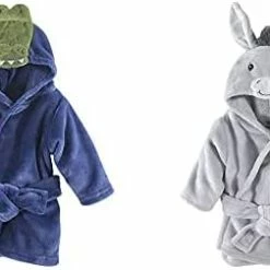 Promo 😉 Hudson Baby Boy Plush Animal Face Bathrobe 2-Pack, Alligator Cow ❤️ -Sleepwear & Robes Sales 31C4egofRkL. AC