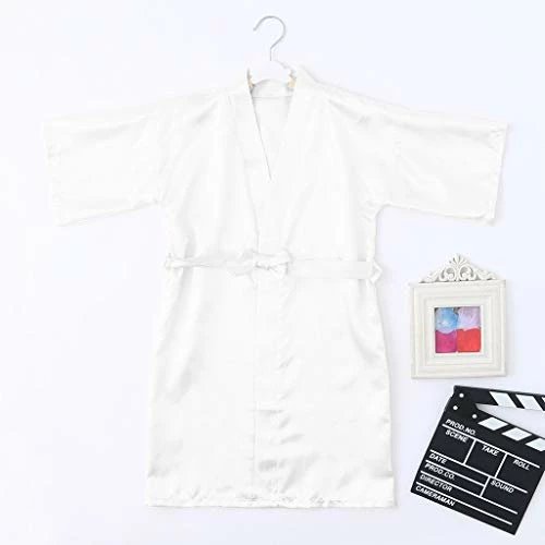 Discount 👍 Satin Robes Silk Sleepwear Kimono Baby Kids 👧 Girls Clothes Solid Toddler Bathrobe Winter 🧥 Coats For (White, 2-3 Years) 😉 4 Discount 👍 Satin Robes Silk Sleepwear Kimono Baby Kids 👧 Girls Clothes Solid Toddler Bathrobe Winter 🧥 Coats For (White, 2-3 Years) 😉 - Image 4