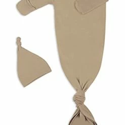 Best Sale 🤩 Newborn Baby Knotted Gown, Super Soft Silky Infant Long Sleeve Sleeper For Baby Girl And Boy Sleeping Bag With Hat Light Purple 🔔 -Sleepwear & Robes Sales 31G38Mt5aUS