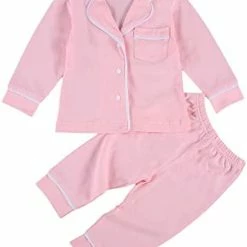 Hot Sale 👍 Ayalinggo Toddler Kids Baby Girl Solid Pjs Ruffle Long Sleeve Button 👚 Shirt Top And Pants Cotton 2Piece Pajamas Set Grey ✨ -Sleepwear & Robes Sales 31JR625QWiL. AC