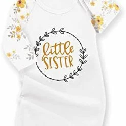 Deals 🌟 Newborn Baby Girl Little Sister Sleeper Gown Stripe Long Sleeve Nightgown Outfit 🧛 Halloween1 🌟 -Sleepwear & Robes Sales 31MixEeeQL. AC