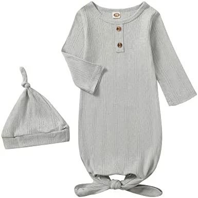 New ❤️ Baby Gown Newborn Cotton Nightgown Long Sleeve Stripe Baby Sleeping Bags Baby Boy Girl Coming Home Outfits Set Hollow Grey ❤️ 11 New ❤️ Baby Gown Newborn Cotton Nightgown Long Sleeve Stripe Baby Sleeping Bags Baby Boy Girl Coming Home Outfits Set Hollow Grey ❤️ - Image 11