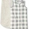 Outlet 🎉 Amazon Essentials Unisex Babies' Microfleece Sleep Sack, Pack Of 2 Grey/light Grey Heather, Buffalo Check 💯