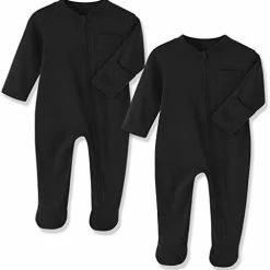 Brand new 💯 Eleven's Kingdom Baby Kids Sleep And Play Baby Cotton Pajamas Zip Front Footed Sleeper 0-12 Month Solid Black ⌛ -Sleepwear & Robes Sales 31OihSqjL6L. AC