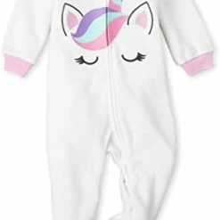 Budget 💯 The Children's Place Baby Toddler 👧 Girls Fleece Zip-Front One Piece Footed Pajama Dino/leopard 2 Pack 😍 -Sleepwear & Robes Sales 31PDVH5gCyL. AC