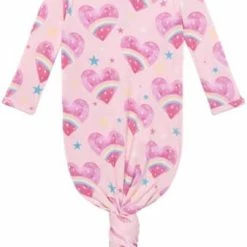 Cheapest ✨ Posh Peanut Knotted Newborn Gown - Newborn Gowns For 👧 Girls, Baby Sleep Gown - Baby Girl Gowns 0-3 Months, Baby Knotted Gowns Pink Heather 🛒 -Sleepwear & Robes Sales 31boxMnADKS. AC
