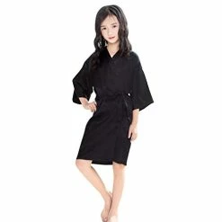 Cheap ๐ Toddler Kimono Solid Silk Robes Kids Clothes Sleepwear Bathrobe ๐ง Girls Baby Satin Big ๐ง Girls 2t Winter (Black, 4-5 Years) ๐