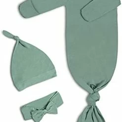 Wholesale 🧨 Newborn Baby Knotted Gown, Super Soft Silky Infant Sleeper, Baby Girl Sleep Gown With Mittens, Bow, And Hat Set Light Orange 💯 -Sleepwear & Robes Sales 31idlVjYICS. AC