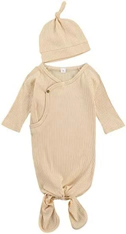 Brand new 🥰 FIOMVA Newborn Baby Girl Boy Nightgowns Organic Cotton Gowns Knotted Sleeping Bag With Hat Coming Home Outfit For Unisex Baby H-ribbed White 🧨 1 Brand new 🥰 FIOMVA Newborn Baby Girl Boy Nightgowns Organic Cotton Gowns Knotted Sleeping Bag With Hat Coming Home Outfit For Unisex Baby H-ribbed White 🧨