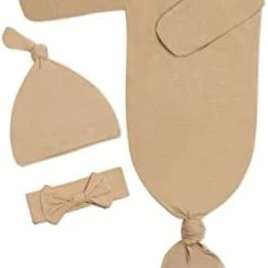 Best reviews of 🎁 Baby Knotted Outfit With Hat Set For Newborn Boy Girl, Tie On Clothing With Mitten, Hospital Outfit Infant Outfit 0-3 M Dark Orchid 🔔