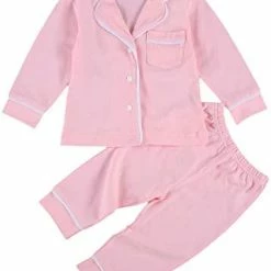 Best Pirce 👏 Merqwadd Toddler Baby Button-Down Pajamas Set, Cotton 2-PCS-PJs Set 👚 Shirt And Pants Sleepwear For Unisex Kids Short Sleeve-pink 😉 -Sleepwear & Robes Sales 31nZ71TJZgL. AC