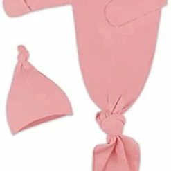 Coupon 🎉 Baby Knotted Gown, Super Soft Newborn Infant Long Sleeve Sleeper For Baby Girl And Boy Sleepwear With Hat Set Grey 👏 -Sleepwear & Robes Sales 31pODprAKlS. AC