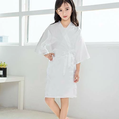 Discount 👍 Satin Robes Silk Sleepwear Kimono Baby Kids 👧 Girls Clothes Solid Toddler Bathrobe Winter 🧥 Coats For (White, 2-3 Years) 😉 2 Discount 👍 Satin Robes Silk Sleepwear Kimono Baby Kids 👧 Girls Clothes Solid Toddler Bathrobe Winter 🧥 Coats For (White, 2-3 Years) 😉 - Image 2