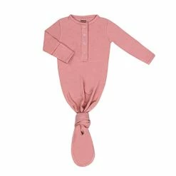 Promo 🔥 TWINOR Plain Knotted Baby Gown With Headband Hat Infant Sleeper For Baby Girl And Boy Light Green ⭐