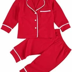 Hot Sale 👍 Ayalinggo Toddler Kids Baby Girl Solid Pjs Ruffle Long Sleeve Button 👚 Shirt Top And Pants Cotton 2Piece Pajamas Set Grey ✨ -Sleepwear & Robes Sales 41 74VltPRL. AC