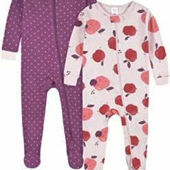 Cheap 🎁 Gerber Baby 👧 Girls' 2-Pack Footed Pajamas Rose Garden Yellow 👍