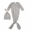 Promo 🎁 Aden + Anais Snuggle Knit Knotted Newborn Baby Gown & Hat Set-Heather Grey 🎁