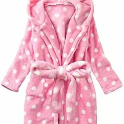Hot Sale 😍 Baby Boys 👧 Girls Hooded Bathrobe Clothes Toddler Winter Flannel Thick Warm Night-Robe Soft Pajamas Towel Cloak Sleepwear A339 Pink 🥰 -Sleepwear & Robes Sales 410IVU7I01L. AC
