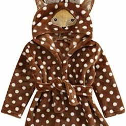 Coupon 🤩 Toddler Girl Boy ❄ Christmas Hooded Fleece Robe Long Sleeve Elk Fox Pattern Plush Bathrobe Kids Cute Clothing 😉 -Sleepwear & Robes Sales 411EyOLmhL. AC