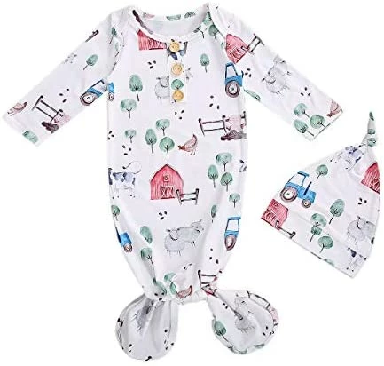 Brand new 🥰 FIOMVA Newborn Baby Girl Boy Nightgowns Organic Cotton Gowns Knotted Sleeping Bag With Hat Coming Home Outfit For Unisex Baby H-ribbed White 🧨 9 Brand new 🥰 FIOMVA Newborn Baby Girl Boy Nightgowns Organic Cotton Gowns Knotted Sleeping Bag With Hat Coming Home Outfit For Unisex Baby H-ribbed White 🧨 - Image 9