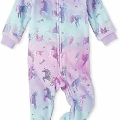 Budget 💯 The Children's Place Baby Toddler 👧 Girls Fleece Zip-Front One Piece Footed Pajama Dino/leopard 2 Pack 😍 -Sleepwear & Robes Sales 412Y95esQZL. AC