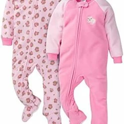 Best deal 🔔 Gerber Baby 👧 Girls Toddler Loose Fit Flame Resistant Fleece Footed Pajamas 2-Pack Blue Princess 🤩 -Sleepwear & Robes Sales 413gFdiNUNL. AC