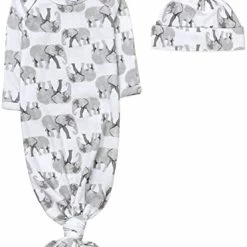 Top 10 ⭐ Baby Girl, Boy Knotted Infant Sleeper Gown With Headband Or Hat, Baby Coming Home Outfit For Boy Girl Fall Winter 0-6 Months Buffalo Plaid 👍 -Sleepwear & Robes Sales 4143haQ4UNL. AC