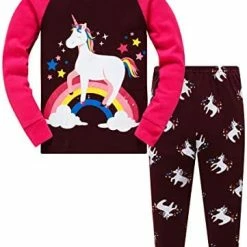 Brand new 😍 Girls Unicorn Pajamas Toddler 🔔 Christmas Pajamas Long Sleeve 100% Cotton PJs 2pcs Kids Sleepwear Unicorn(glow In Dark) 😍 -Sleepwear & Robes Sales 414SaOWKTSL. AC