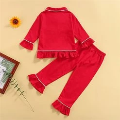 Hot Sale 👍 Ayalinggo Toddler Kids Baby Girl Solid Pjs Ruffle Long Sleeve Button 👚 Shirt Top And Pants Cotton 2Piece Pajamas Set Grey ✨ -Sleepwear & Robes Sales 414U3ETlFDL
