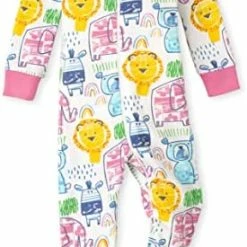 Discount 🔔 The Children's Place Baby Toddler 👧 Girls Snug Fit 100% Cotton Zip-Front One Piece Footed Pajama Love Mom/floral 🌟 -Sleepwear & Robes Sales 415pMQ3yC8L. AC