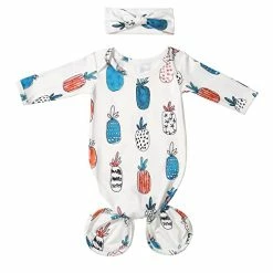 Coupon ❤️ Mikccer Baby Newborn Knotted Gown 0-6 Months, Soft Breathable Sleeper Gowns, Babies Girl Coming Home Outfit Infant Watercolor Flowers Nightgowns With Headband Set 👍 -Sleepwear & Robes Sales 416DjWE1VAL