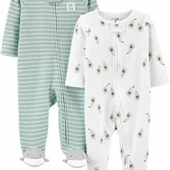 Best reviews of 👍 Simple Joys By Carter's Unisex Babies' 2-Way Zip Thermal Footed Sleep And Play, Pack Of 2 Stripe 🎉