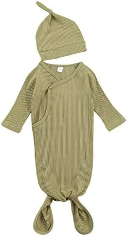 Brand new 🥰 FIOMVA Newborn Baby Girl Boy Nightgowns Organic Cotton Gowns Knotted Sleeping Bag With Hat Coming Home Outfit For Unisex Baby H-ribbed White 🧨 3 Brand new 🥰 FIOMVA Newborn Baby Girl Boy Nightgowns Organic Cotton Gowns Knotted Sleeping Bag With Hat Coming Home Outfit For Unisex Baby H-ribbed White 🧨 - Image 3