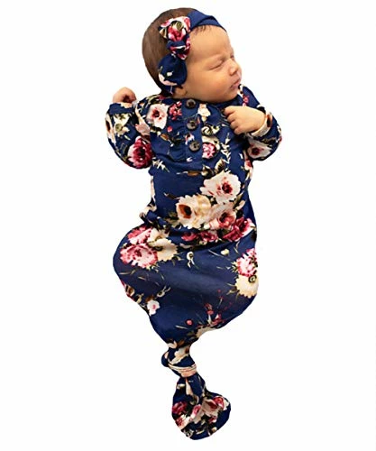 Cheap 🔔 Newborn Baby Long Sleeve Knotted Floral New Coming Home Outfit Toddler Clothes Aa1 Blue 😍 1 Cheap 🔔 Newborn Baby Long Sleeve Knotted Floral New Coming Home Outfit Toddler Clothes Aa1 Blue 😍