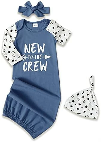 New ❤️ Baby Gown Newborn Cotton Nightgown Long Sleeve Stripe Baby Sleeping Bags Baby Boy Girl Coming Home Outfits Set Hollow Grey ❤️ 3 New ❤️ Baby Gown Newborn Cotton Nightgown Long Sleeve Stripe Baby Sleeping Bags Baby Boy Girl Coming Home Outfits Set Hollow Grey ❤️ - Image 3