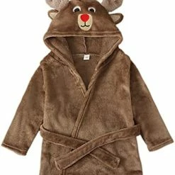 Promo ✨ Loyalt Unisex Baby Plush Bathrobe, Toddler Baby Boys 👧 Girls Cute Cartoon Animal Face Robe Flannel Hooded Fleece Bathrobe Gray ⭐ -Sleepwear & Robes Sales 4185vnL22pL. AC