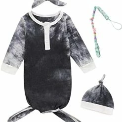 Deals ⌛ MoryGooder Newborn Cotton Nightgowns Neutral Baby Knotted Sleeper Baby Coming Home Outfit Dark Red 🧨