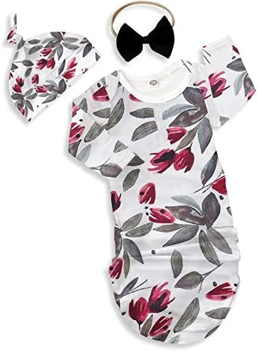 Brand new ๐ Newborn Baby ๐ง Girls Boy Knotted Gown Floral Nightgown Sleeper Gown Swaddle Headband Hat Coming Home Outfit Set Pink โ๏ธ 14 Brand new ๐ Newborn Baby ๐ง Girls Boy Knotted Gown Floral Nightgown Sleeper Gown Swaddle Headband Hat Coming Home Outfit Set Pink โ๏ธ - Image 14