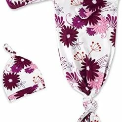 Budget 👏 Newborn Baby Knotted Gown, Super Soft Silky Infant Long Sleeve Sleeper With Tie Bottom Purple Flower 🧨 -Sleepwear & Robes Sales 418F6gcJetS. AC