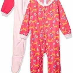 Best deal 🔔 Gerber Baby 👧 Girls Toddler Loose Fit Flame Resistant Fleece Footed Pajamas 2-Pack Blue Princess 🤩 -Sleepwear & Robes Sales 41A1W2zJdQL. AC