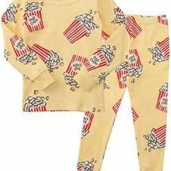 Flash Sale 🌟 Mini-K Baby Toddler Kids Boys 👧 Girls Sleepwear Pajamas 100% Cotton Long Sleeve 2pcs Pjs Set Basic Yellow ❤️ -Sleepwear & Robes Sales 41AJYve4 iL. AC