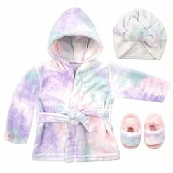 Wholesale 👏 Rising Star Baby Robe - Soft Bath Towel Robe Spa Set - Baby Bathrobe Towel & Slippers For Boys + Turban For 👧 Girls Robe Set Tie Dye ⭐